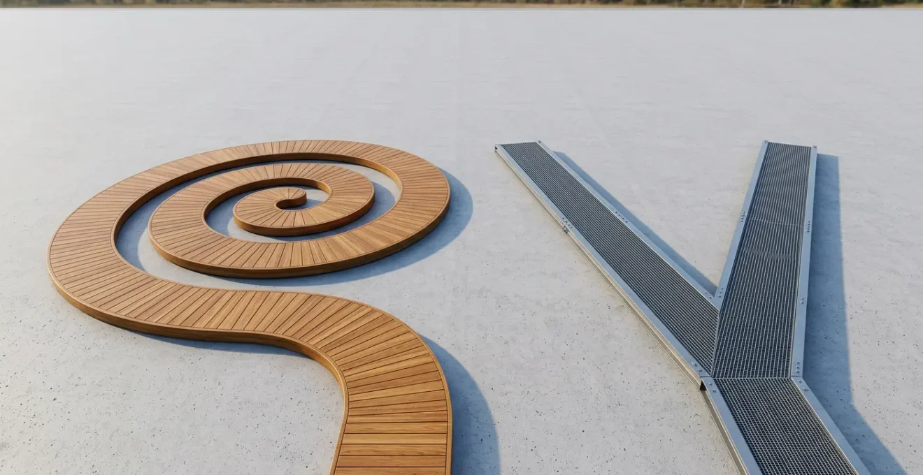 Deux trajectoires de développement produit : une spirale ascendante iterative face a un chemin lineaire rigide, symbolisant l'agilite contre le cycle en V