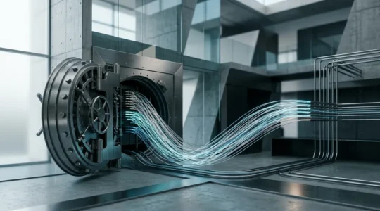 Illustration symbolique de la télétransmission sécurisée des données fiscales via EDI-TDFC