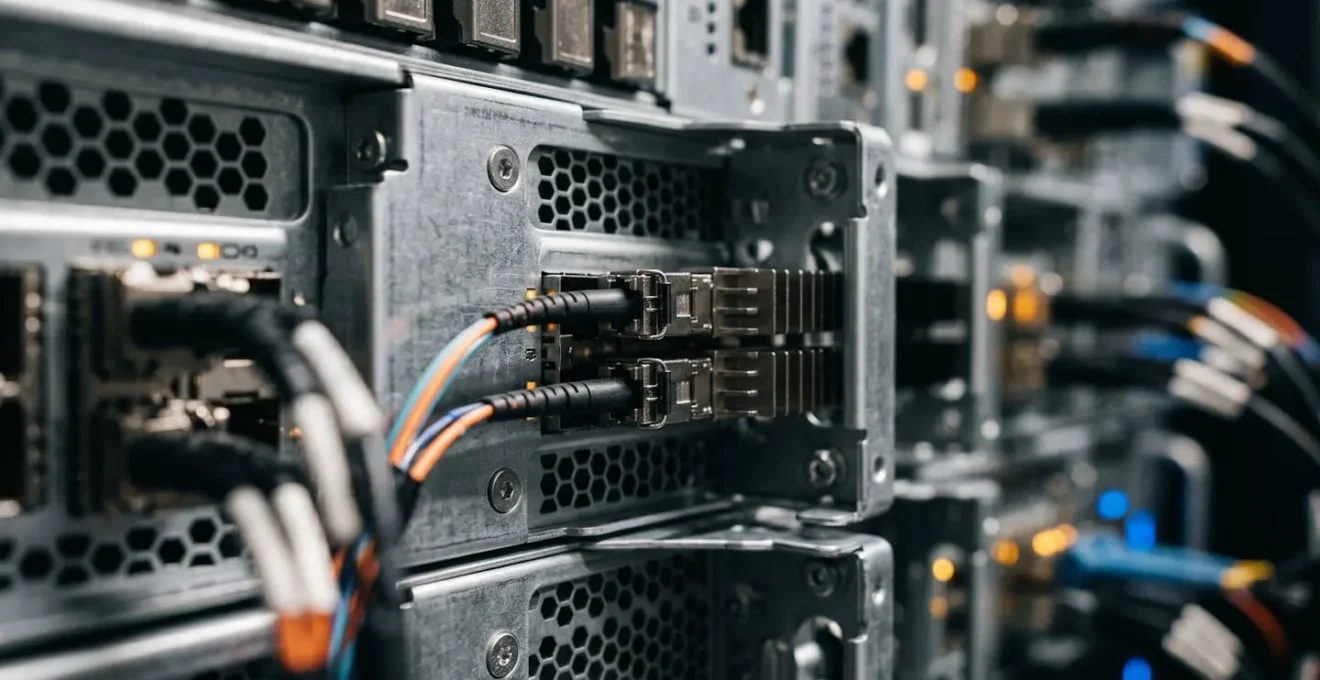 Infrastructure de sauvegarde sécurisée dans une salle technique isolée avec équipements de stockage